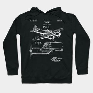 Vintage Airplane WWII Blueprint Patent Aviation History Airplane World War II Hoodie